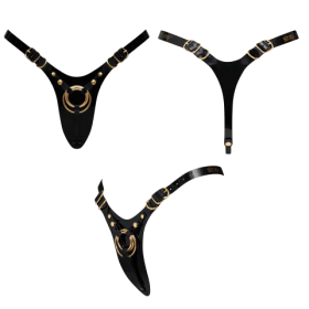 LEATHERETTE HARNESS FABULOUS - ONE SIZE - BLACK GLOSSY