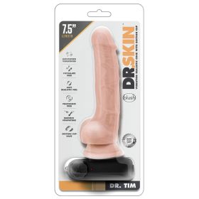 Dr. Skin Vibrating Cock with Suction Cup-Vanilla 7.5"