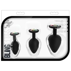 Luxe Bling Plugs Training Kit (Color: Black With Rainbow Gems)