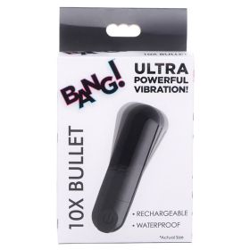 Bang! 10X Rechargeable Vibrating Metallic Bullet (Color: Black)