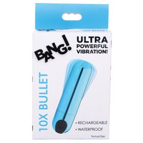 Bang! 10X Rechargeable Vibrating Metallic Bullet (Color: Blue)