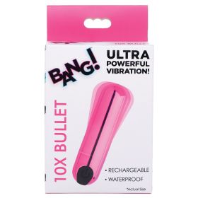 Bang! 10X Rechargeable Vibrating Metallic Bullet (Color: Pink)