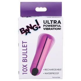 Bang! 10X Rechargeable Vibrating Metallic Bullet (Color: Purple)