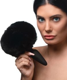 Large Anal Plug with Interchangeable Bunny Tail (Color: Black)